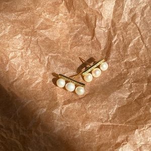 Genuine Freshwater Pearl Balance Gold Dainty Earrings